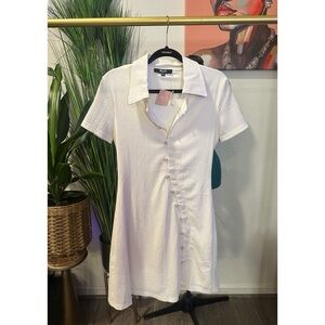 Miss Lola Asymmetrical Button Mini Dress - Size Medium